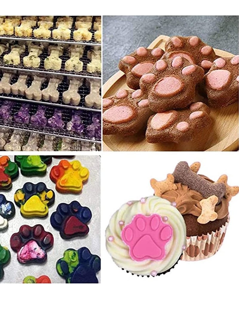 KASTWAVE Silicone Puppy Treat Molds, Puppy Dog Paw and Bone Baking Molds for Chocolate, Candy, Jelly, Biscuits, Cube, Dog Treats— 2 Pack - Image 4