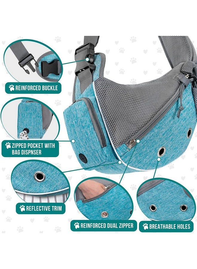 PetAmi Dog Sling Carrier for Small Dogs, Puppy Carrier Sling Purse, Dog Bags For Traveling, Carrying Bag to Wear Medium Cat, Adjustable Crossbody Pet Sling Travel, Poop Bag Dispenser, Max 10 lbs, Blue - Image 4