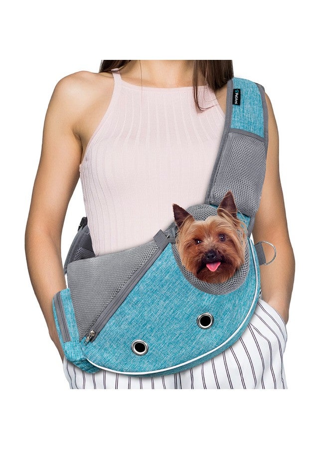 PetAmi Dog Sling Carrier for Small Dogs, Puppy Carrier Sling Purse, Dog Bags For Traveling, Carrying Bag to Wear Medium Cat, Adjustable Crossbody Pet Sling Travel, Poop Bag Dispenser, Max 10 lbs, Blue - Image 1