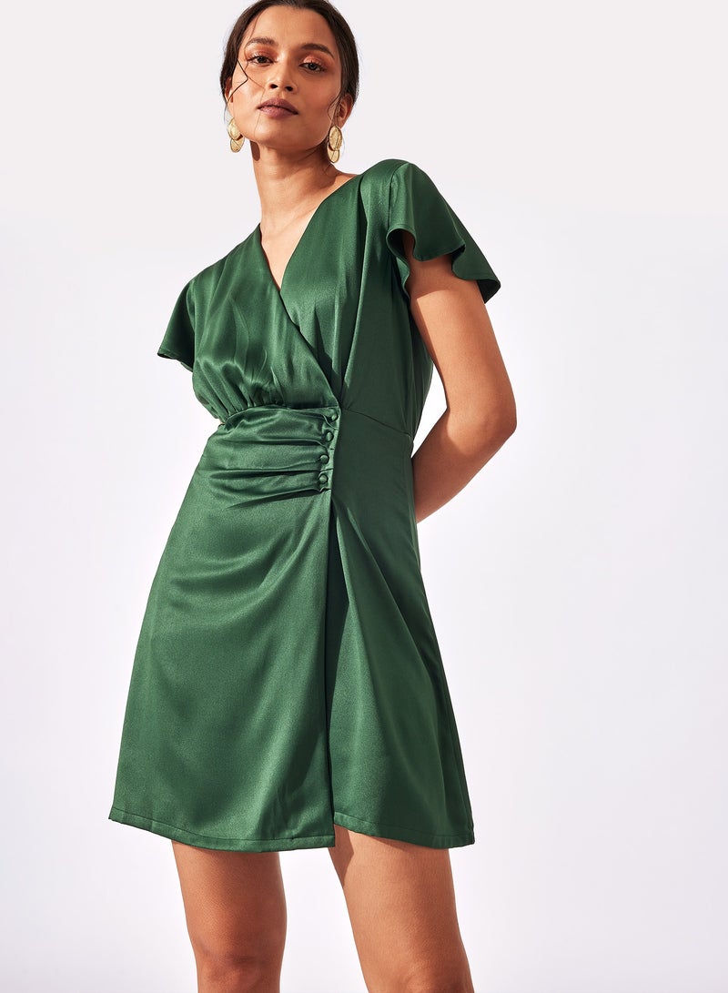 The Label Life Satin Pleat Mini Dress - Image 2