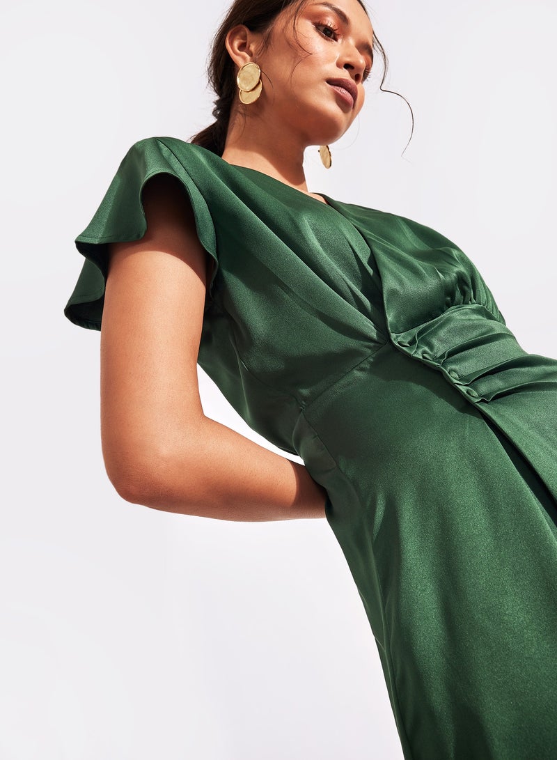 The Label Life Satin Pleat Mini Dress - Image 3