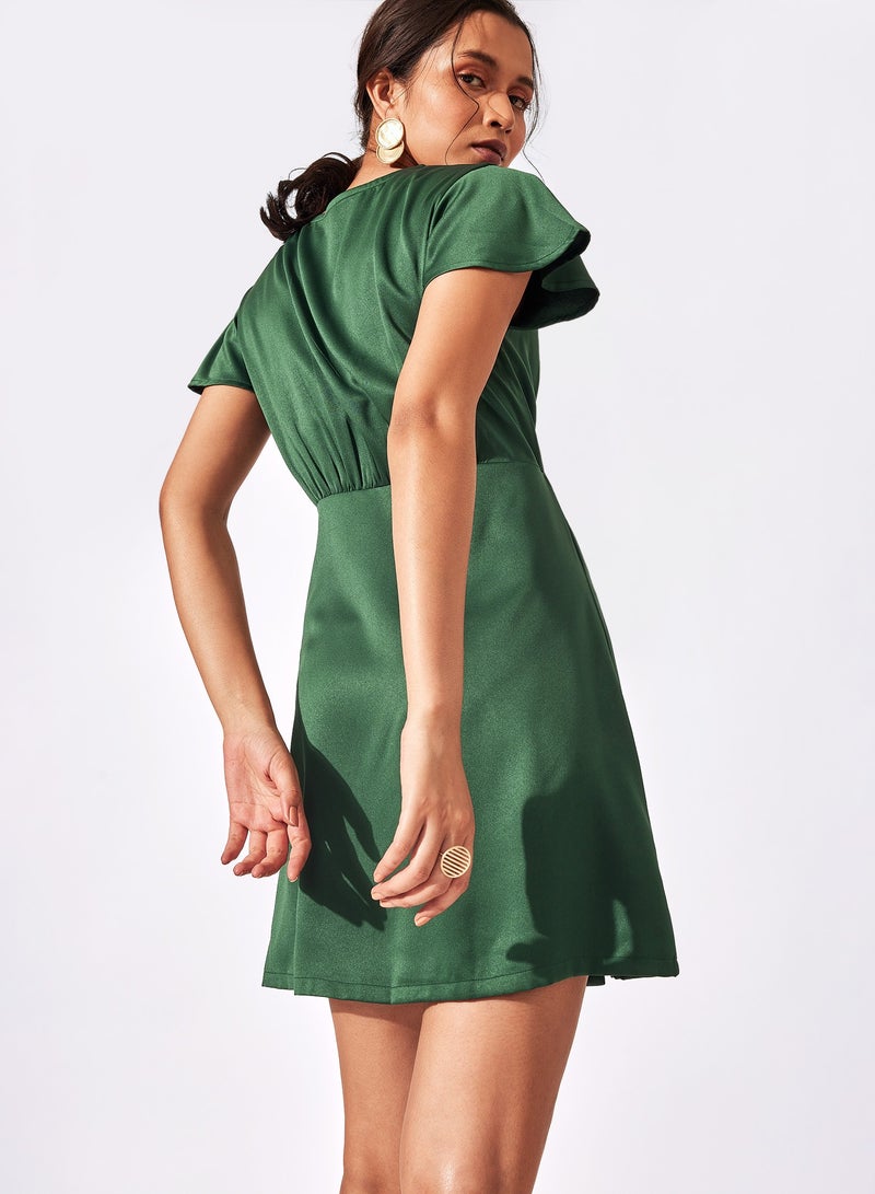 The Label Life Satin Pleat Mini Dress - Image 4