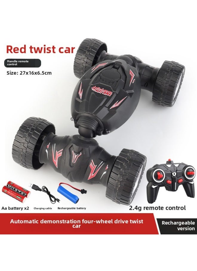 Generic Gesture Sensing Remote Control Car Boy Stunt Twisting Car Four-wheel Drive Off-road Vehicle High Speed Drift Racing Car Children's Toy-Color:Red Four-wheel Drive [one Key Deformation] Light Music/demonstration-Proportion:Top Edition Four Game 180 Minutes-Free Remote Control Battery  - Image 1