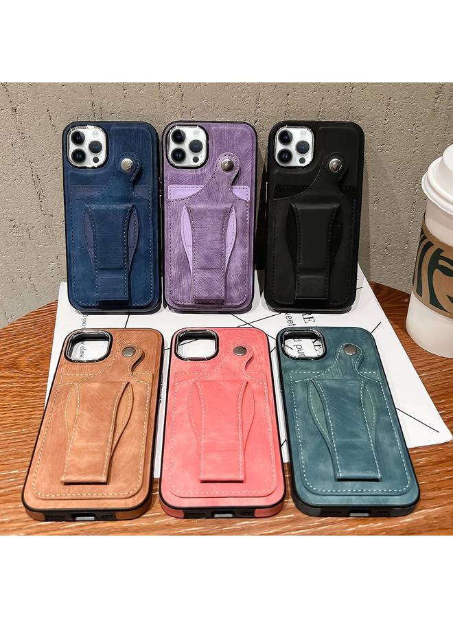 زبون جراب هاتف iPhone 13 Pro Max من الجلد مع حامل بطاقات دوار جانبي - Image 2