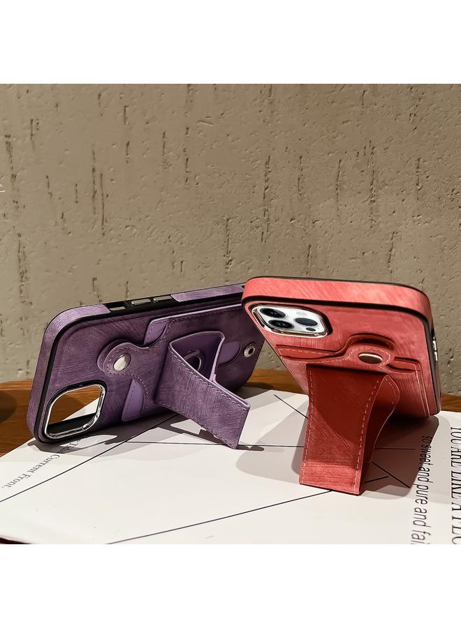 زبون جراب هاتف iPhone 13 Pro Max من الجلد مع حامل بطاقات دوار جانبي - Image 3