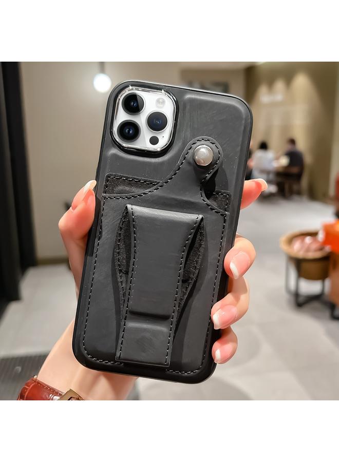 زبون جراب هاتف iPhone 13 Pro Max من الجلد مع حامل بطاقات دوار جانبي - Image 1