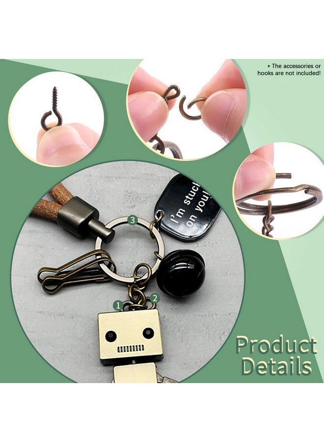Keadic 300Pcs Flat Key Chain Rings with Chain and Screw Eye Pins Kit for Home Car Keychains, Lanyards, Gifts and Other Crafts Jewelry Making (Nickel Plated, Bronze, 35MM) - Image 4