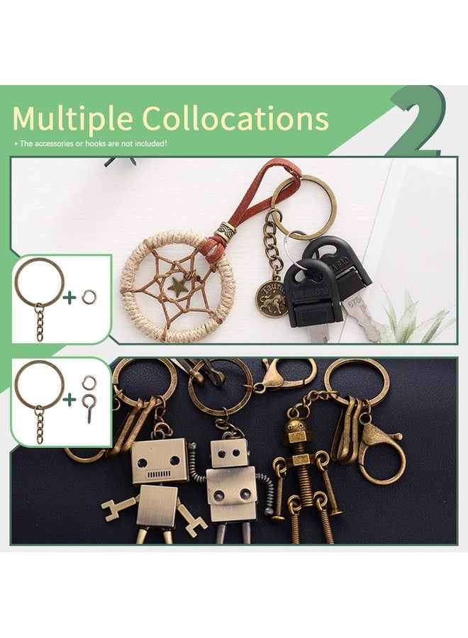 Keadic 300Pcs Flat Key Chain Rings with Chain and Screw Eye Pins Kit for Home Car Keychains, Lanyards, Gifts and Other Crafts Jewelry Making (Nickel Plated, Bronze, 35MM) - Image 5