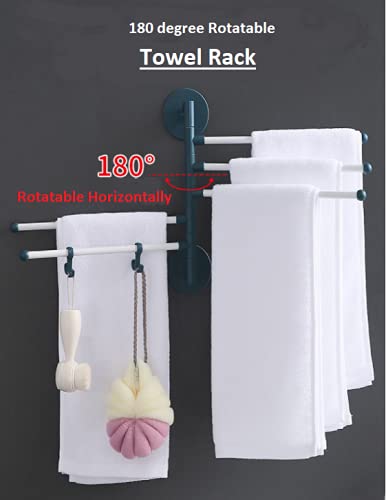 TINSICO Self-Adhesive Towel Rack for Bathroom | Plastic Rotatable Towel Holder for Kitchen | Wall Mount Towel Hanger for Wash Basin (32x32 cm)(Green 5Bars) - Image 2