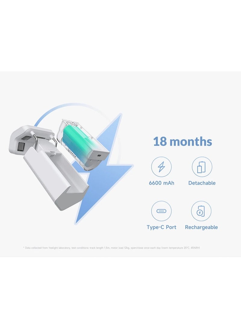 يلايت يي لايت فتاحة ستائر ذكية - على شكل حرف O، طقم من قطعتين، بطارية 6600 مللي أمبير/ساعة، سهلة التركيب، شحن من النوع C، متوافقة مع التطبيقات والتحكم الصوتي - قطعتين - Image 4