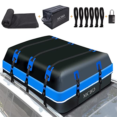 Rooftop Cargo Carrier 21 Cubic Feet SoftShell Waterproof Car Roof Luggage Bag for All Vehicles SUV withWithout Rails Includes 10 Reinforced Straps 6 Door HooksStorage BagAntiSlip Mat