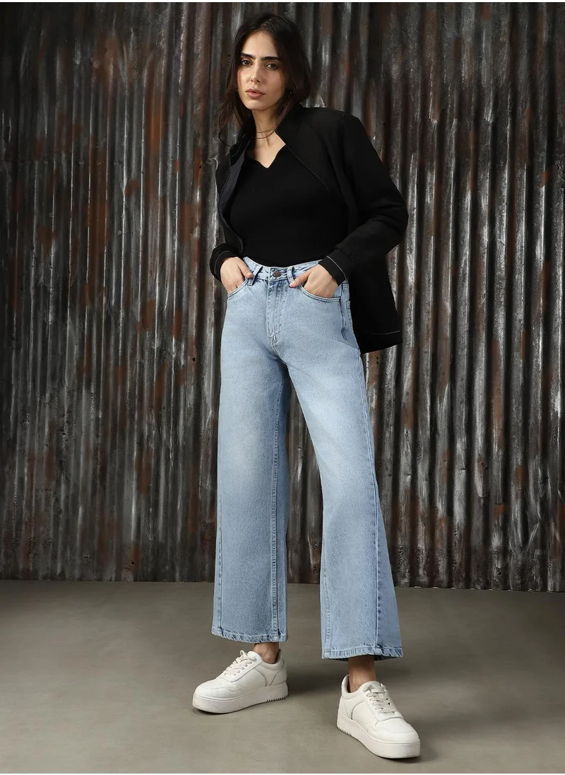 هاي ستار Women's Indigo 100% Cotton Distressed Jeans
