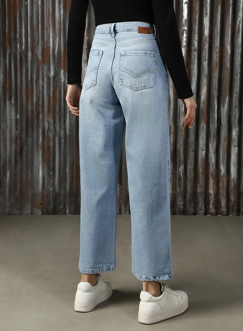 هاي ستار Women's Indigo 100% Cotton Distressed Jeans