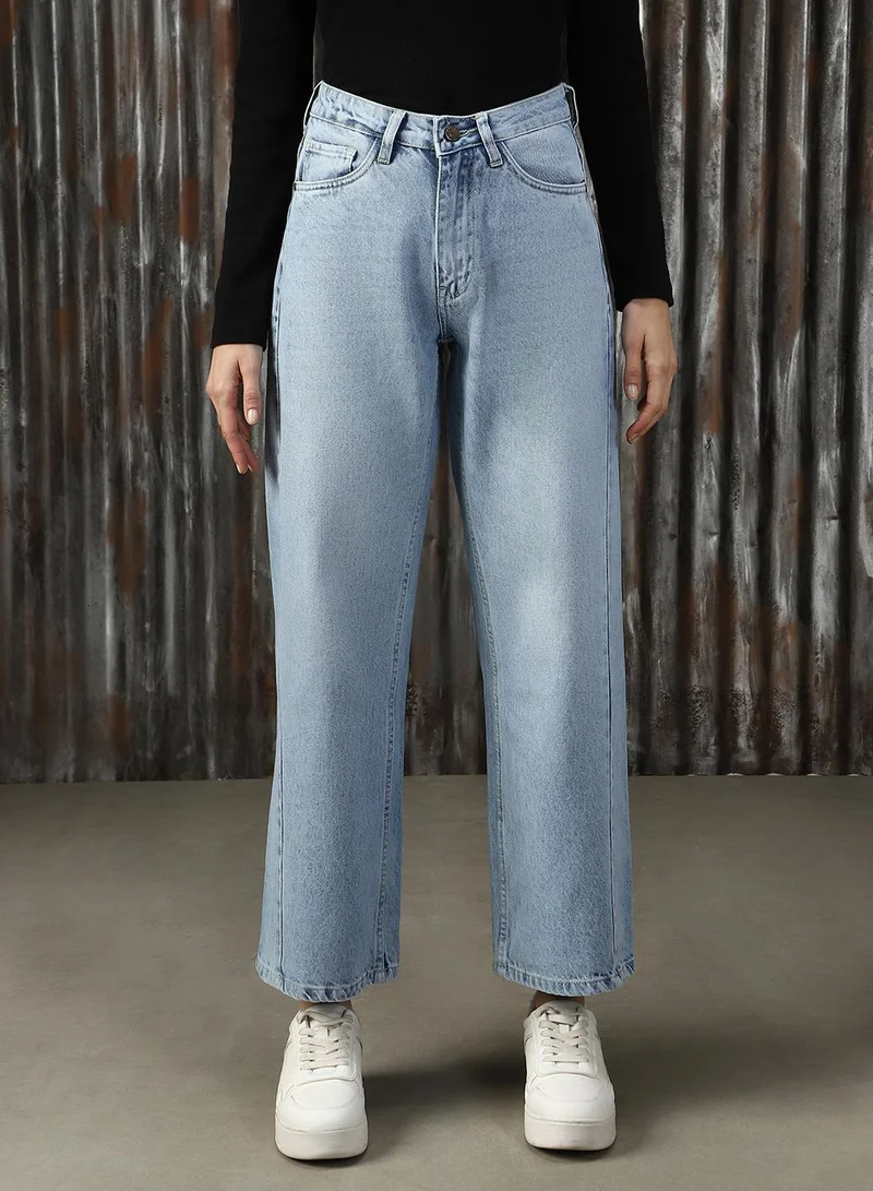 هاي ستار Women's Indigo 100% Cotton Distressed Jeans
