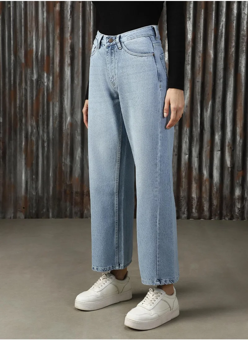 هاي ستار Women's Indigo 100% Cotton Distressed Jeans