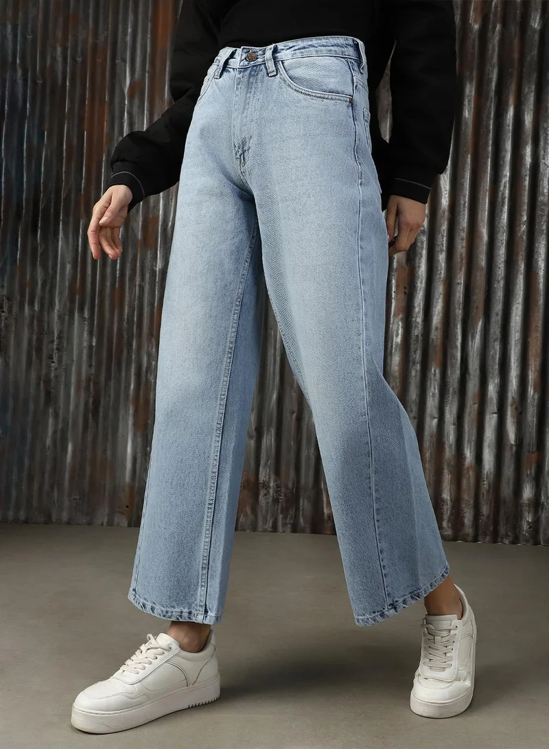 هاي ستار Women's Indigo 100% Cotton Distressed Jeans