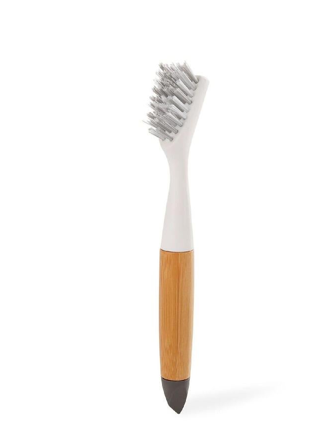 Full Circle Micro Manager, Deep Cleaning Brush for Crevices, Shower, & Grout, Tough Bristles, Sustainable Bamboo Handle, White - Image 3