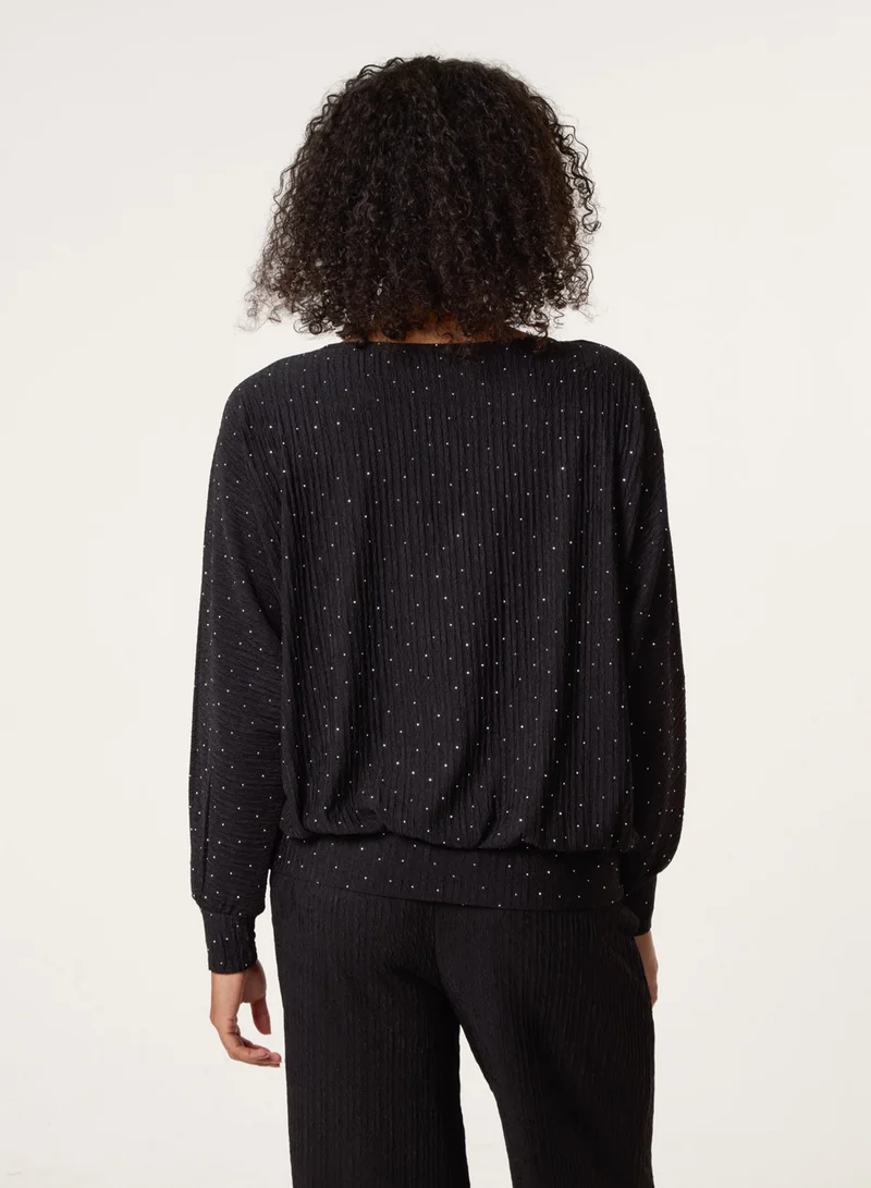 Blue Vanilla Rhinestone Batwing Top