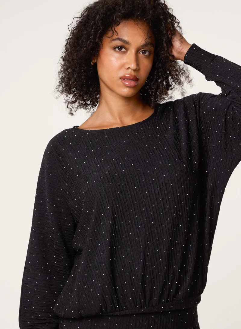 Blue Vanilla Rhinestone Batwing Top