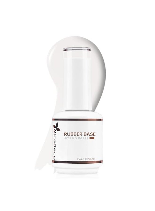 Nicedeco Hema Free Rubber Base Gel for Nails Cruelty Free Vegan Milky White Rubber Gel U V Color Base Gel Nail Polish 15ML 003 - Image 1