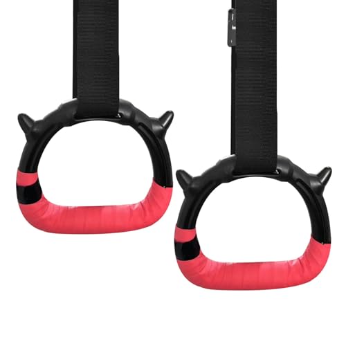 RINREA Gymnastics Rings for Kids, Children's Pull Up Rings with Adjustable Straps, Home Exercise Gym Rings for Strength/Physical Training (Pink) - Image 1