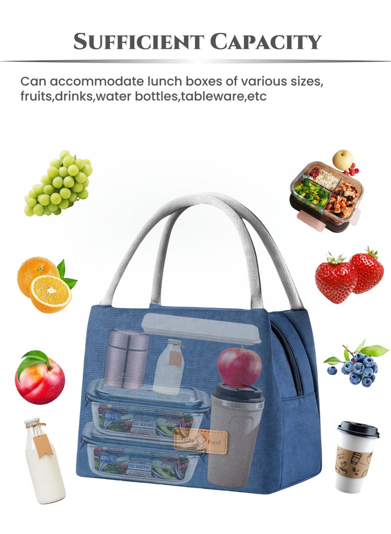 Thermal Insulated Oxford Cloth Lunch Box Bag for Man Ladies Kids with Strap Handles,Office Lunch Bag,LRoyal Blue,Wide Open Easy to Clean,Double-layer Insulated Large Size, Waterproof,Oilproof,Fruit,Tableware,Drinks, for Office Work School Picnics Travel 27X16X19cm(11X6X7inch) - Image 3
