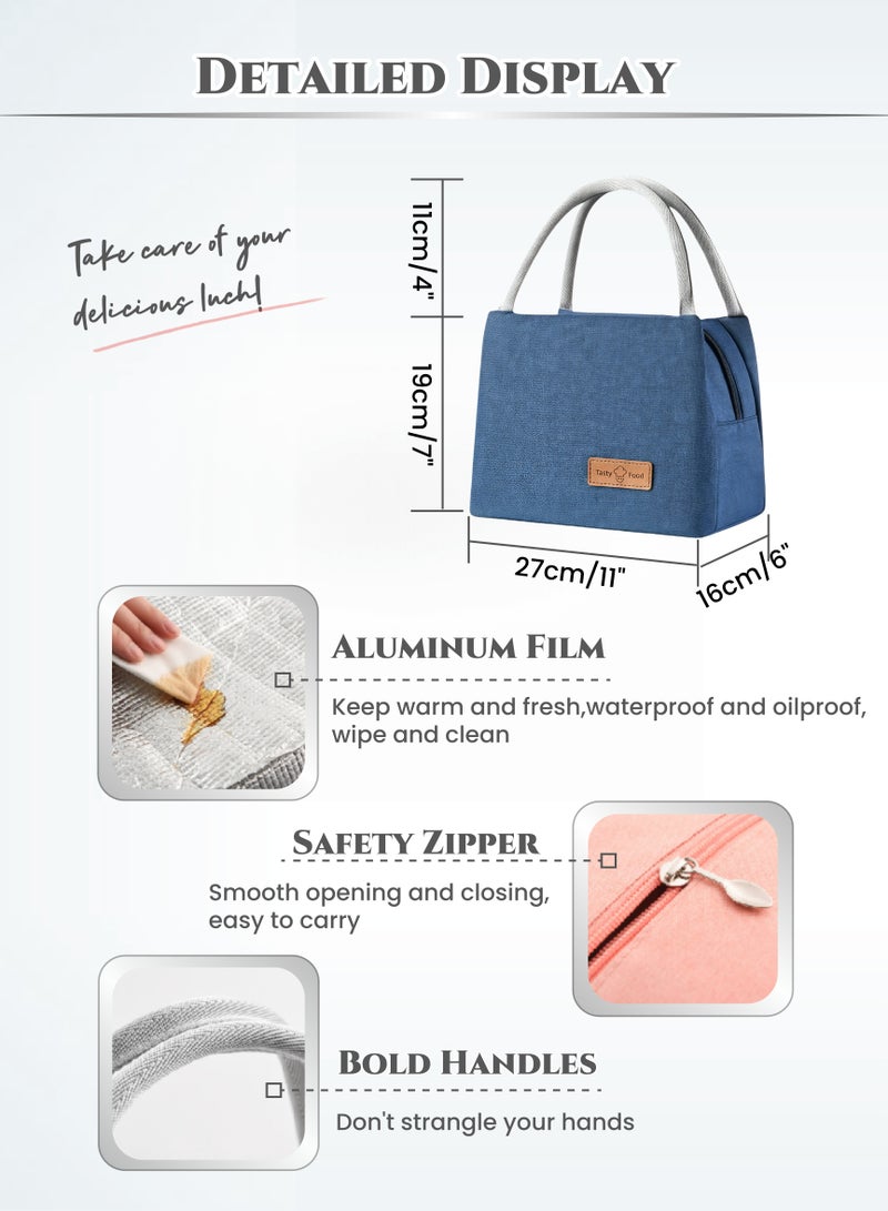 Thermal Insulated Oxford Cloth Lunch Box Bag for Man Ladies Kids with Strap Handles,Office Lunch Bag,LRoyal Blue,Wide Open Easy to Clean,Double-layer Insulated Large Size, Waterproof,Oilproof,Fruit,Tableware,Drinks, for Office Work School Picnics Travel 27X16X19cm(11X6X7inch) - Image 5