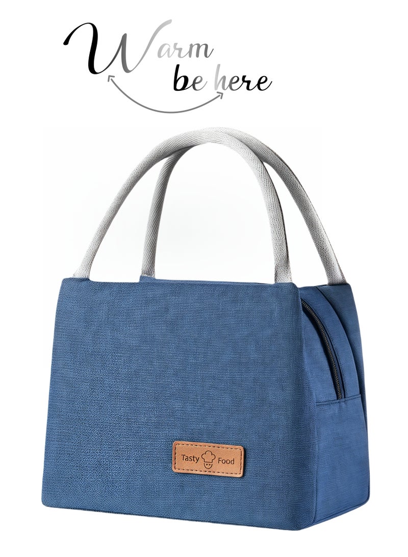 Thermal Insulated Oxford Cloth Lunch Box Bag for Man Ladies Kids with Strap Handles,Office Lunch Bag,LRoyal Blue,Wide Open Easy to Clean,Double-layer Insulated Large Size, Waterproof,Oilproof,Fruit,Tableware,Drinks, for Office Work School Picnics Travel 27X16X19cm(11X6X7inch) - Image 1