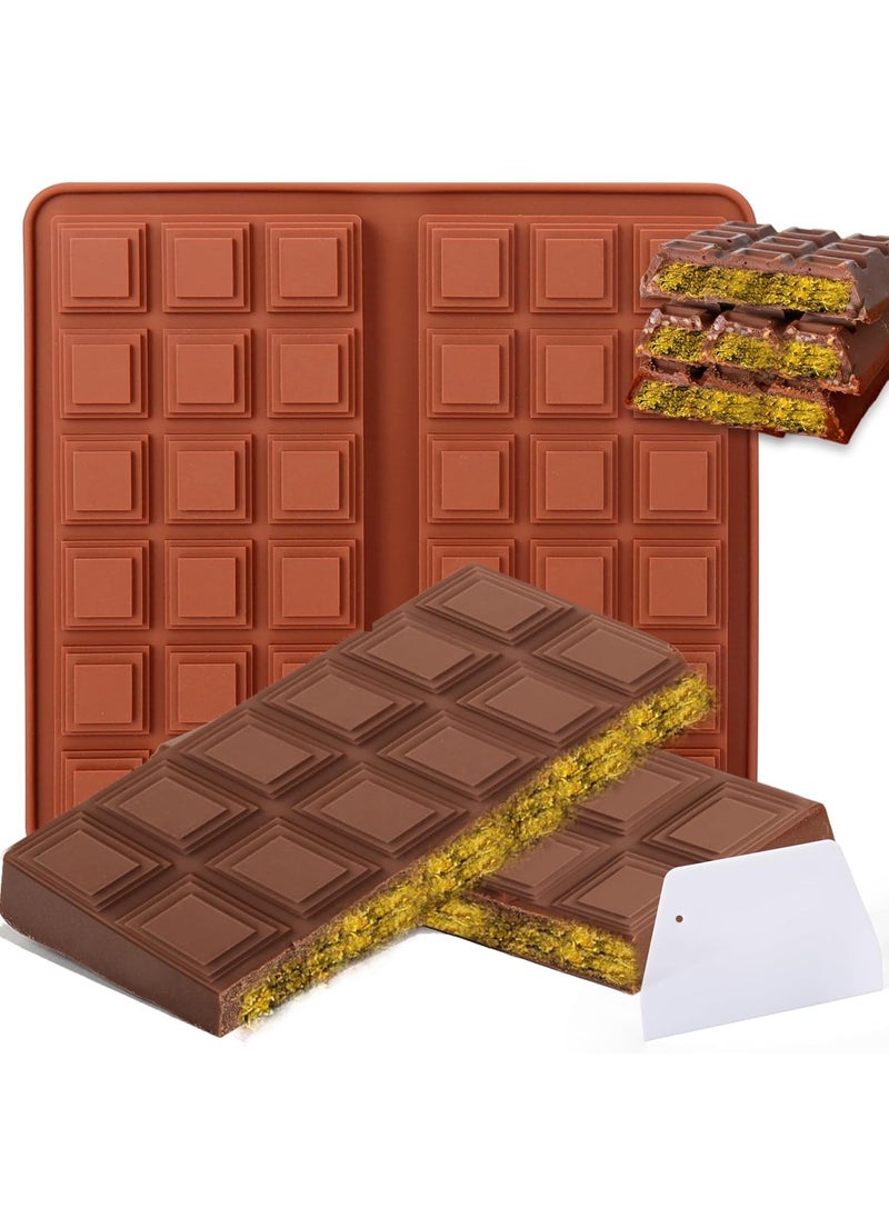 PalkSky Palksky Large Chocolate Bar Mold Deep Dubai, Thick Chocolate Bar Molds Silicone for Filling Knafeh Pistachio, Chocolate Mold for Baking,1PCS Silicone Molds +100Pcs Bags  - Image 1