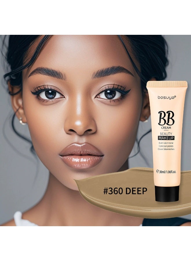 BOSUYA BB Cream, Moist the Skin BB Cream, Nourishing Lightweight Waterproof BB Cream, Natural Foundation, Full Coverage Matte Concealer 30ml，#360 DEEP - Image 2