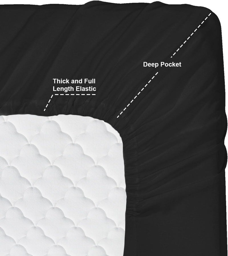 Clara Clark Premier 1800 Series 4pc Bed Sheet Set - Queen, Black - Image 3