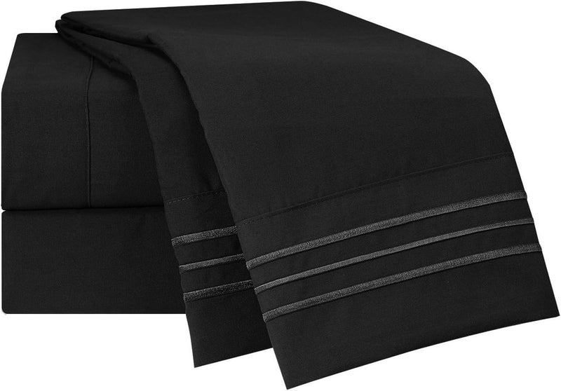 Clara Clark Premier 1800 Series 4pc Bed Sheet Set - Queen, Black - Image 2