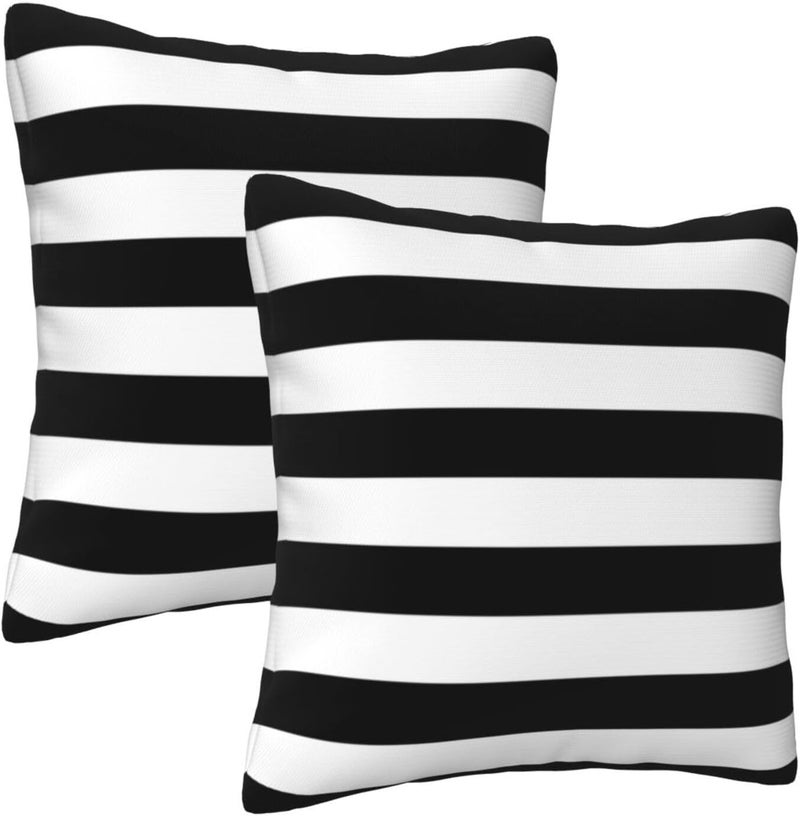 Poream Black and White Stripe Throw Pillow Covers 20x20 in Farmhouse Pillow Case Soft Cushion Covers Set of 2 for Sofa Bed Bedroom Car Chair Living Room Home Decorative - Image 2