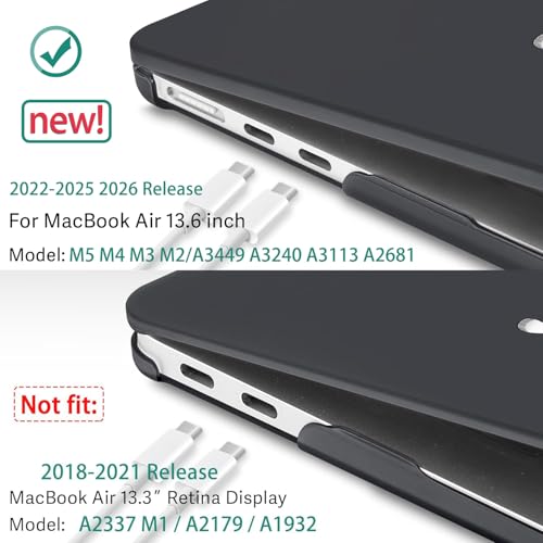 May Chen for M5 MacBook Air 13.6 Inch Case 2026 2025 2024-2022 Release M5 A3449 M4 A3240 M3 A3113 M2 A2681, Plastic Hard Shell Case for MacBook Air 13.6" with Retina Display, Black Colorful Giraffe - Image 3
