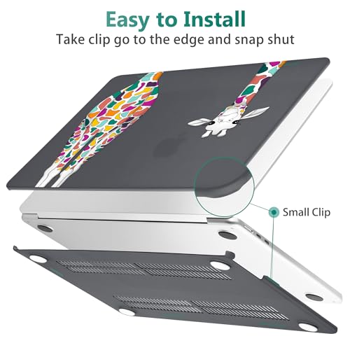 May Chen for M5 MacBook Air 13.6 Inch Case 2026 2025 2024-2022 Release M5 A3449 M4 A3240 M3 A3113 M2 A2681, Plastic Hard Shell Case for MacBook Air 13.6" with Retina Display, Black Colorful Giraffe - Image 5