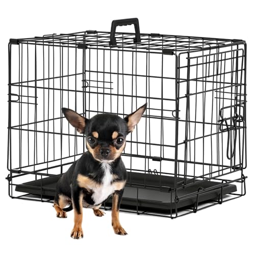 BestPet Dog Crate 18 Black Foldable Metal Kennel with Single Doors Secure SlideBolt Latches Leakproof Tray Portable Dog Cage for Small Breeds for Travel Indoor Outdoor Use - Image 1