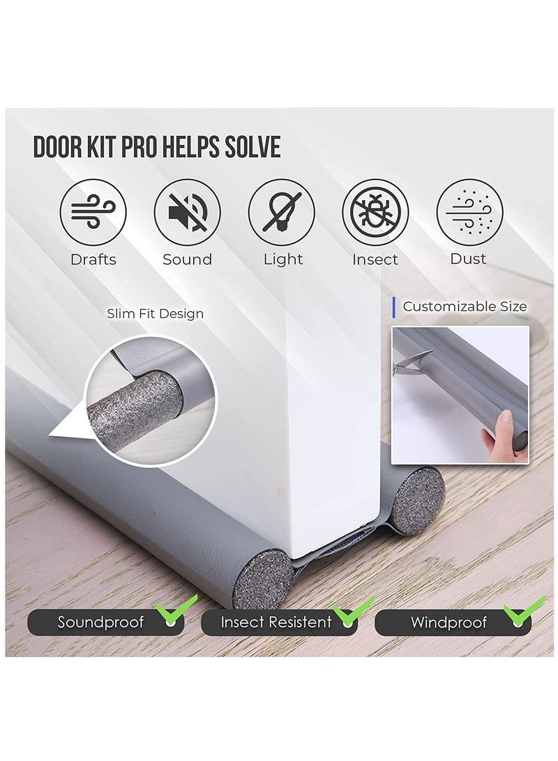 Captaintech 2Pack Under Door Strip, Adjustable Door Draft Stoppers, Door Seal for Bedroom Kitchen Window Office, 96cm(Black) - Image 4