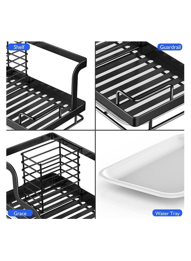 KASTWAVE - Kitchen Sink Caddy Organizer, Sponge Holder, Dish Soap Brush Holder with Removable Drain Pan, Kitchen Accessories Stainless Steel Storage Basket for Dishcloth - Image 1