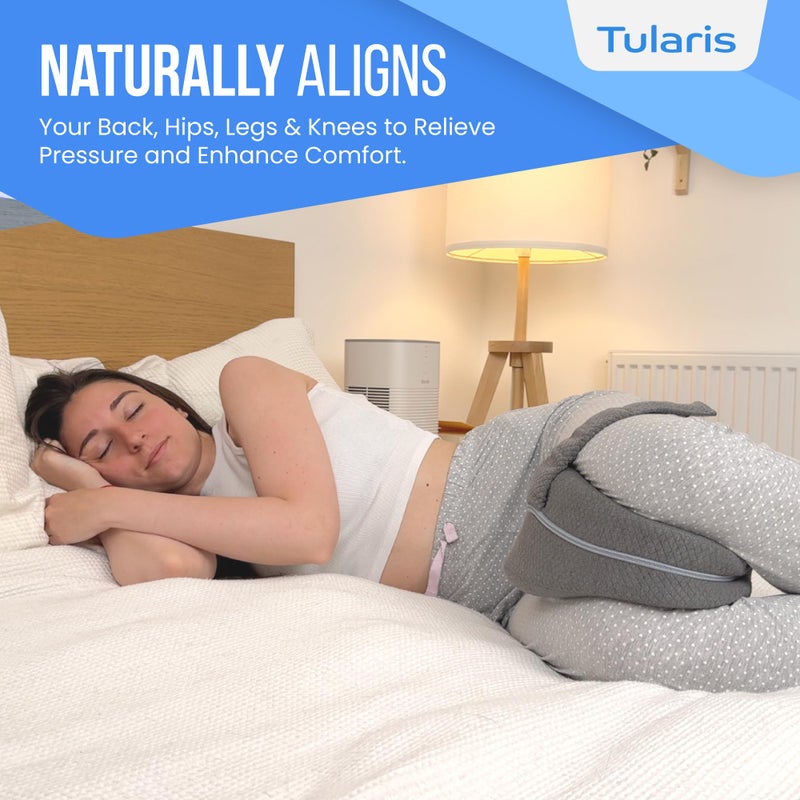 TULARIS Knee Pillow for Side Sleepers Hip Pain - Between Leg Pillow for Side Sleeping - Sciatica Pain Relief Pillow Supports Back Pain - Support Pillow Between The Legs for Knee Support and Lower Back Pain - Image 2