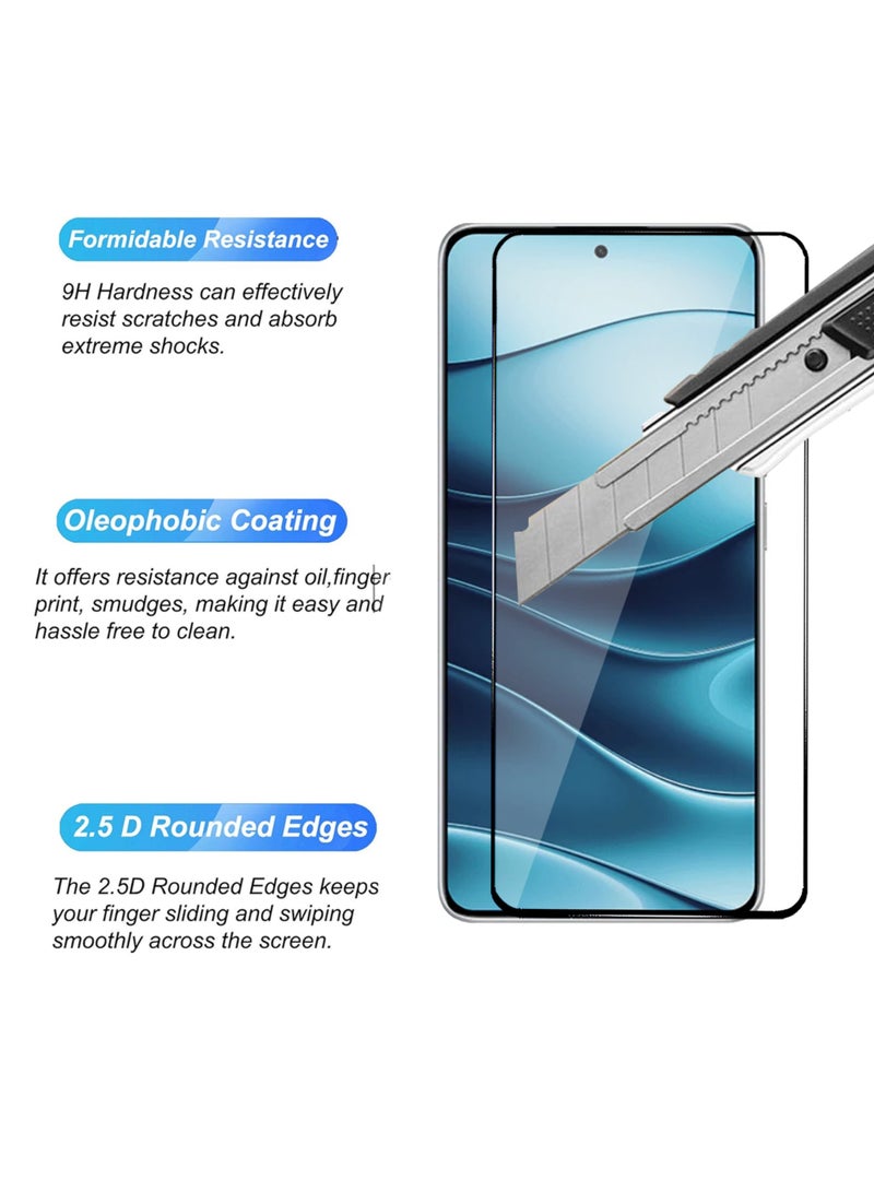 2 قطع واقي شاشة Xiaomi Redmi Note 14 5G – زجاج مقسى واقي شاشة من الحافة إلى الحافة، شفافية عالية، لمسة دقيقة، مضاد للانفجار، حواف سلسة، تركيب سهل - Image 2