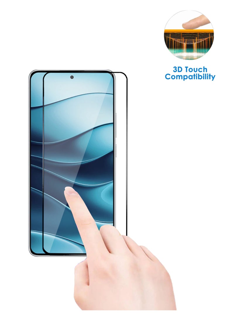 2 قطع واقي شاشة Xiaomi Redmi Note 14 5G – زجاج مقسى واقي شاشة من الحافة إلى الحافة، شفافية عالية، لمسة دقيقة، مضاد للانفجار، حواف سلسة، تركيب سهل - Image 3