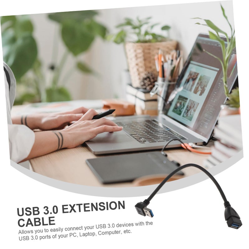 90 Degree Upward Angle USB Extension Cable Male To Female For Charging Data Transfer - Image 3