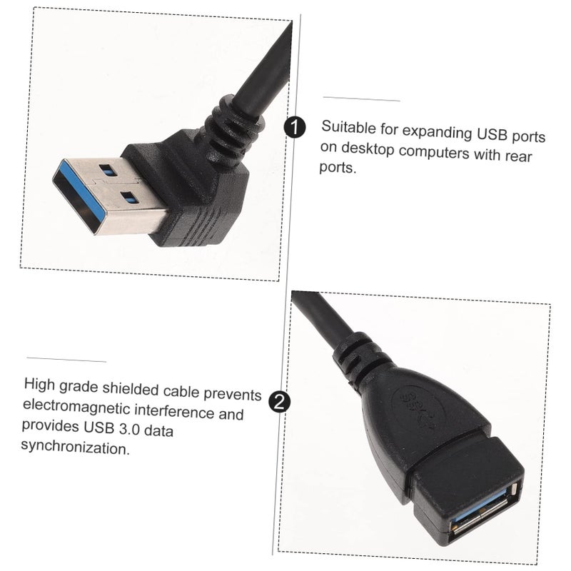 90 Degree Upward Angle USB Extension Cable Male To Female For Charging Data Transfer - Image 5