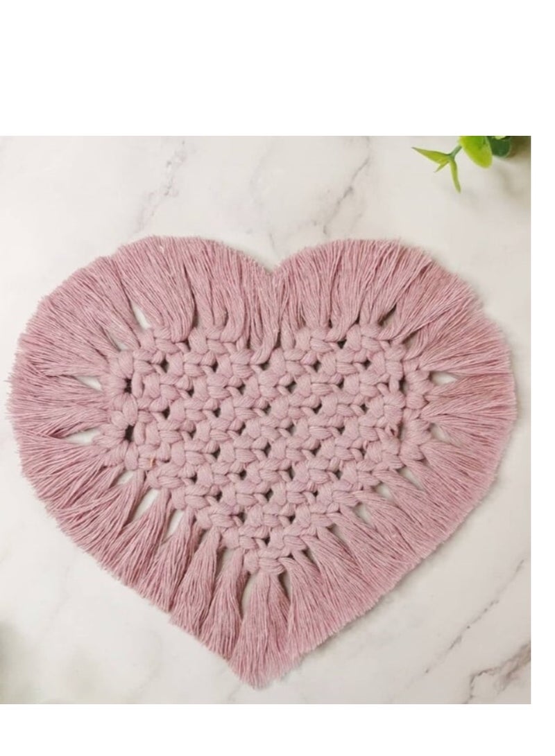 macrame sanu 2 Pcs of handmade Coasters for Drinks Absorbent, Boho Coasters for Wooden Table, Farmhouse Drink Coaster Set for Kinds of Mugs and Cups, Cute Macrame Coasters  - Image 1