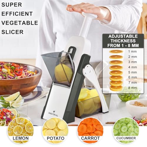 ONCE FOR ALL Safe Mandoline Slicer For Kitchen, Professional Vegetable Slicer For Food Potato Slices, Thickness Adjustable 0.1-8 mm Kitchen Artifact Fast Meal Prep - Image 2