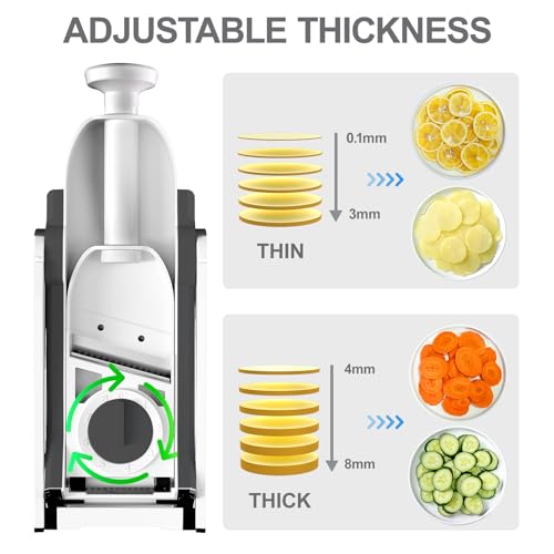 ONCE FOR ALL Safe Mandoline Slicer For Kitchen, Professional Vegetable Slicer For Food Potato Slices, Thickness Adjustable 0.1-8 mm Kitchen Artifact Fast Meal Prep - Image 3