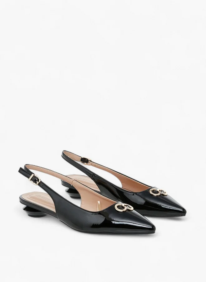 سيليست Women's Metal Accent Pointed Shoes with Buckle Closure