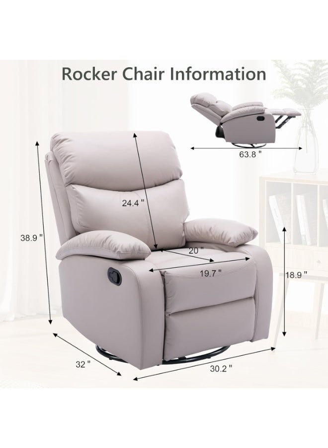 Organized Home Cozy Living Room Multifunctional Recliner Swivel & Rock and Recline at 150° Cat Scratch Resistant Fabric Cloud Like Comfort Easy Assembly & Stylish Design - Image 2