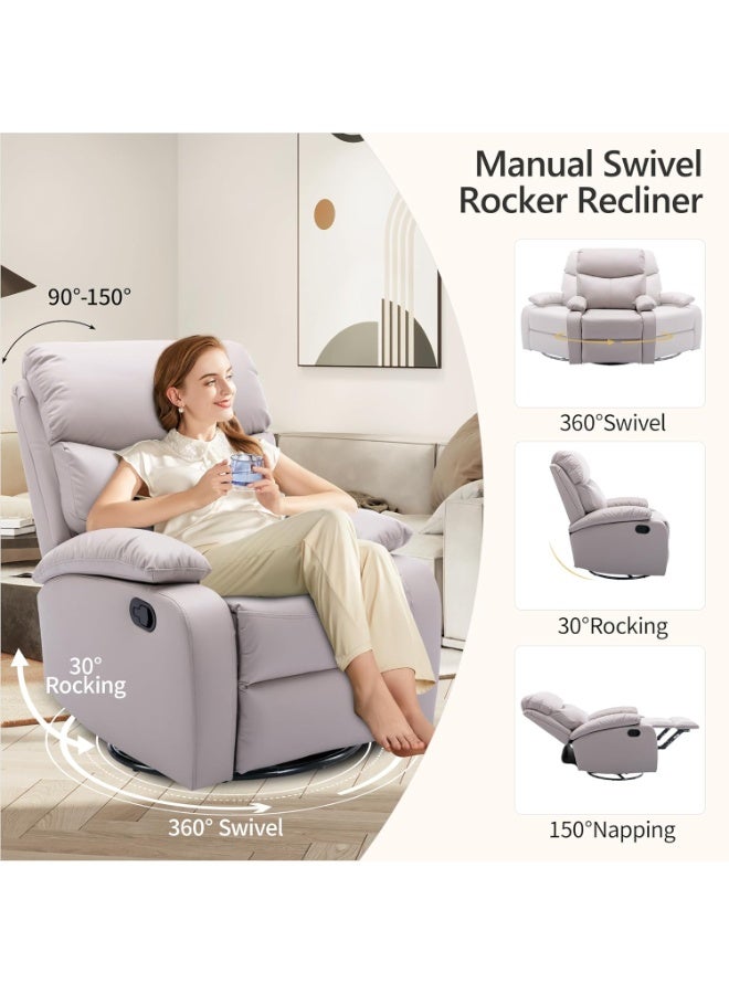Organized Home Cozy Living Room Multifunctional Recliner Swivel & Rock and Recline at 150° Cat Scratch Resistant Fabric Cloud Like Comfort Easy Assembly & Stylish Design - Image 3