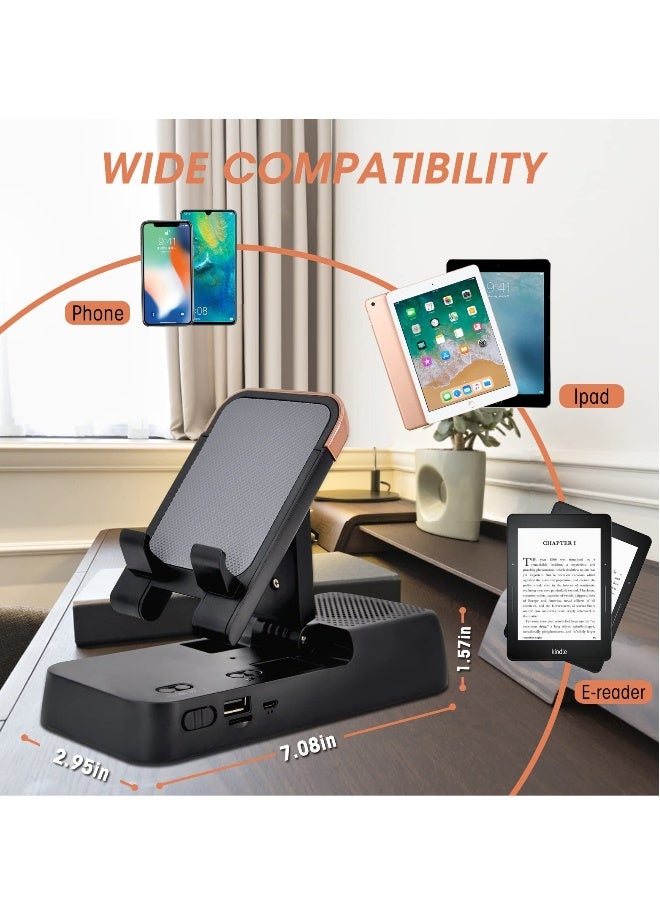 Cell Phone Stand with Bluetooth Speaker, Adjustable Phone Holder for Desk with Anti-slip Base Hd Surround Sound Bluetooth Speaker Compatible with Iphone, Ipad, Samsung - Image 5